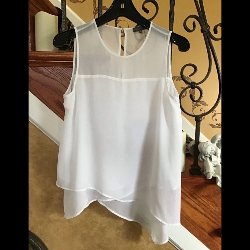 Vince Camuto Tank Style Layered Sheer Shark Hem Top Size XS